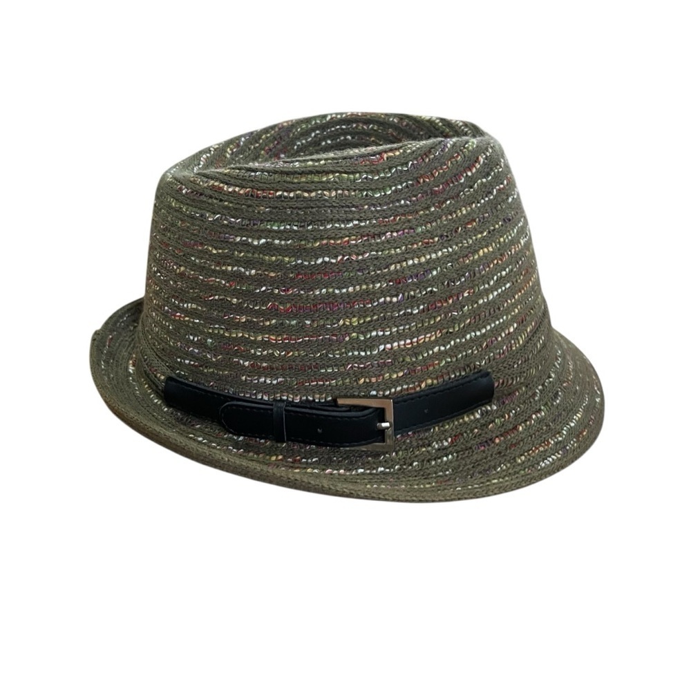Nordstroms Olive Green Multicolor Wool Fedora Hat Leather Clasp✨Like New✨SZ OS